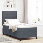 vidaXL Boxspringbed met matras Donkergrijs 80 x 200 cm, Verzenden, Nieuw, Grijs, Stof