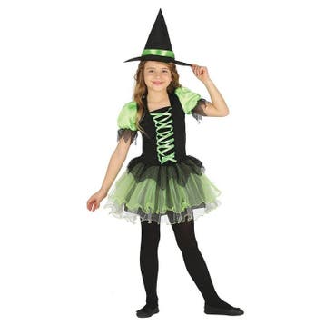 Zwart/groene heksen jurk voor meisjes - Heksen kleding, Kinderen en Baby's, Ophalen of Verzenden, Nieuw