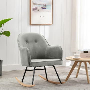 vidaXL Schommelstoel fluweel grijs, Kinderen en Baby's, Verzenden, Nieuw