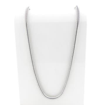 Lange zilveren slangenschakel ketting, Sieraden, Tassen en Uiterlijk, Kettingen, Ophalen of Verzenden, Gebruikt, Zilver, Zilver