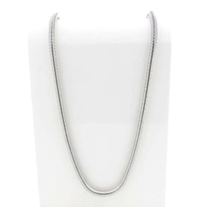 Lange zilveren slangenschakel ketting, Sieraden, Tassen en Uiterlijk, Kettingen, Zilver, Gebruikt, Zilver, Ophalen of Verzenden