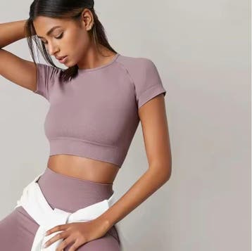 Dames Sport Top – Seamless Yoga Shirt Short Sleeve Quick Dry, Verzenden, Nieuw