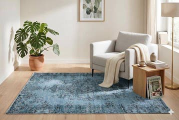 Blauwe vintage - Vloerkleed - 215 cm - 110 cm - met, Nieuw