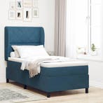 vidaXL Boxspringbed met matras Donkerblauw 200 x 90 cm, Verzenden, Nieuw, Blauw, Stof