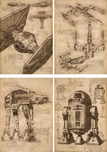 Boriani - 4 x Star Wars - Tie Fight, AT-AT, X-wing, R2D2, Da, Nieuw