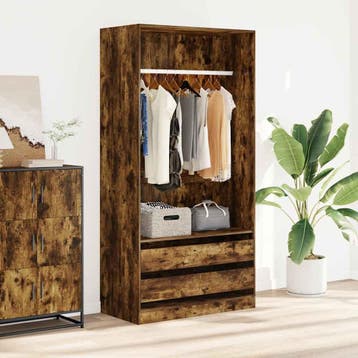 vidaXL Kledingkast 100x50x200 cm bewerkt hout gerookt, Verzenden, Nieuw