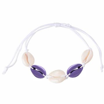 Fako Bijoux - Schelpjes Armband - Wit - 2x Paars, Verzenden, Nieuw