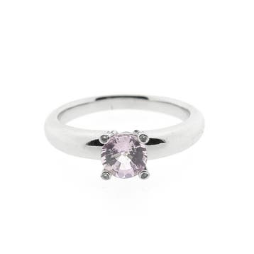 Witgouden Phlox ring gezet met roze saffier en diamante..., Gebruikt, 19 tot 20, Ophalen of Verzenden, Roze