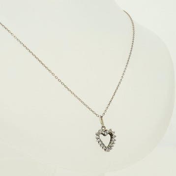 Ketting met hanger - 18 karaat Witgoud - 0.36ct. tw. Diamant