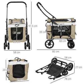 TRUUSK Opvouwbare Huisdier-Buggy - Voor Honden en Katten - A, Verzenden, Nieuw