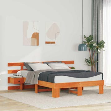 vidaXL Bedframe met hoofdeinde Bruin 120 x 200 cm Massief, Bruin, Verzenden, Nieuw, Twijfelaar