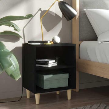 vidaXL Nachtkastje met massief houten poten 40x30x50 cm, Minder dan 45 cm, Verzenden, Nieuw, Minder dan 55 cm