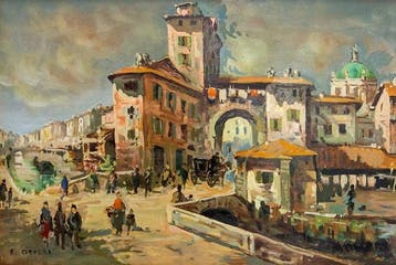 Achille Dovera (1838-1895) - Scorcio della vecchia Porta, Antiek en Kunst