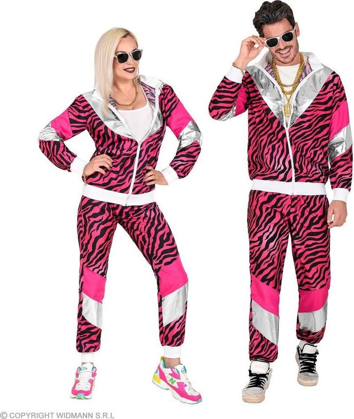 Fout 80s Trainingspak Tijger Roze Unisex, Kleding | Dames, Carnavalskleding en Feestkleding, Nieuw, Ophalen of Verzenden