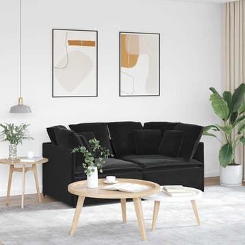 vidaXL Modulaire bank met kussens fluweel zwart, Huis en Inrichting, Banken | Bankstellen, Verzenden, Nieuw, Stof
