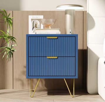 Blauwe Ladekast met 3 Lades – Modern met Metalen Poten, Verzenden, Nieuw