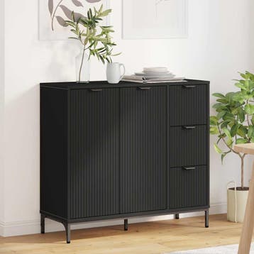 vidaXL Dressoir Zwart 89,5 x 33 x 82 cm Bewerkt hout, Verzenden, Nieuw, Overige houtsoorten, Minder dan 50 cm