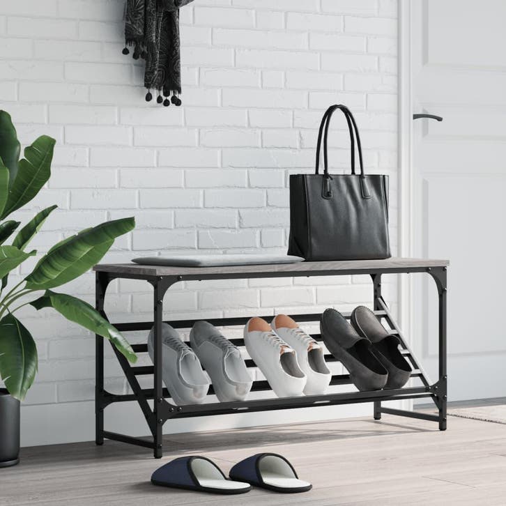vidaXL Schoenenrek 90x30x45 cm bewerkt hout grijs sonoma, Huis en Inrichting, Kasten | Schoenenrekken, Nieuw, Verzenden