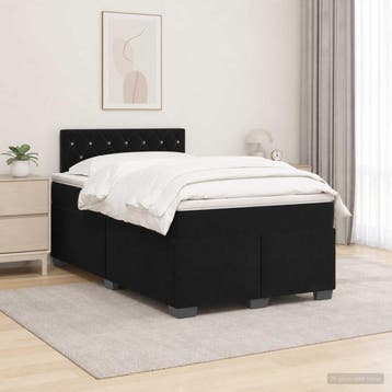 vidaXL Boxspring Bed met Matras en LED Zwart 120 x 190 cm, Verzenden, Zwart, Nieuw, Twijfelaar