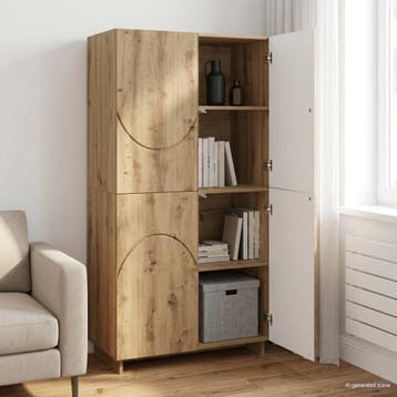 vidaXL buffetkast Artisanaal eiken 79 x 41 x 151 cm Bewerkt, Huis en Inrichting, Verzenden, Nieuw, 50 tot 100 cm, Minder dan 100 cm