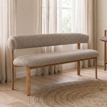 *WOONWINKEL* Eetbank Eiken Met Grove Stof 160 Cm, Verzenden, Nieuw, Stof