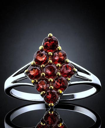 Granaat - Zilver - Ring - Royal Sparkle, Antiek en Kunst