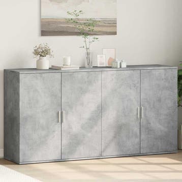 vidaXL Dressoirs 2 st 79x38x80 cm bewerkt hout betongrijs, Verzenden, Nieuw, Overige houtsoorten, 50 tot 100 cm