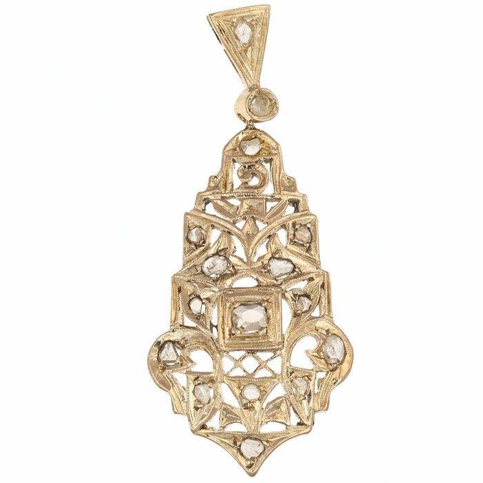 Hanger - 18 karaat Geel goud - 8.40ct. tw. Diamant, Sieraden, Tassen en Uiterlijk, Antieke sieraden