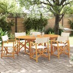 vidaXL Tuinstoelen 6 st inklapbaar stof crèmewit, Verzenden, Nieuw, Hout