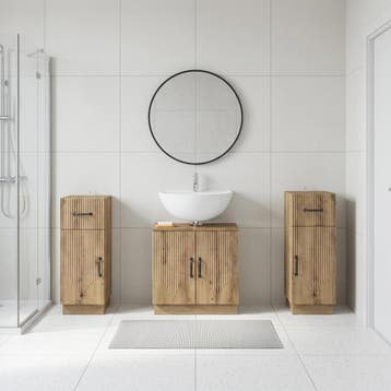 vidaXL 3-delige badkamerkast set HOORN 3 st Artisanaal eiken, Verzenden, Nieuw