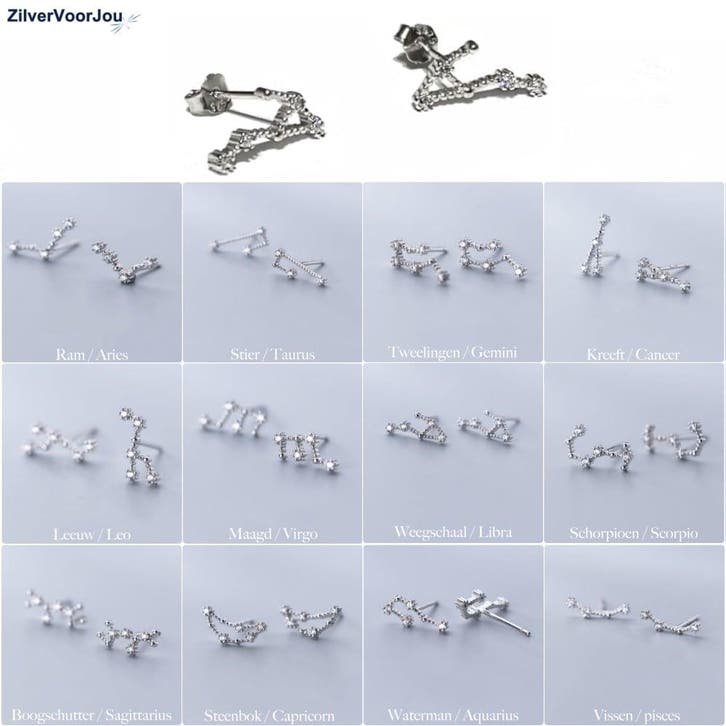 925 Zilveren minimalistische sterrenbeeld oorsteker, Sieraden, Tassen en Uiterlijk, Oorbellen, Nieuw, Verzenden