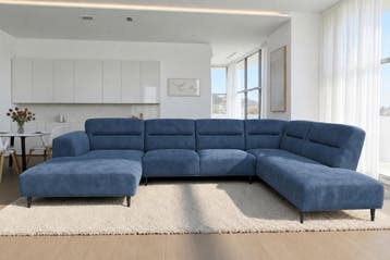 U-Bank Bloemendaal - u-banken - Blauw, Nieuw, 150 cm of meer, Stof, 300 cm of meer