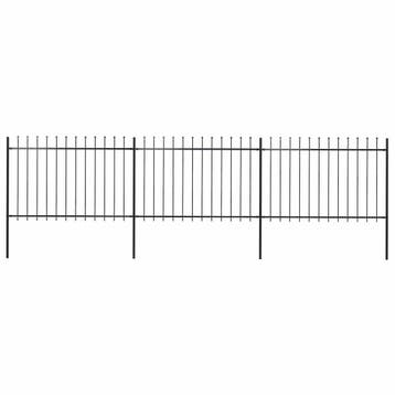 vidaXL Tuinhek met speerpunt staal 504x120 cm zwart, Verzenden, Nieuw, IJzer, 1 tot 2 meter