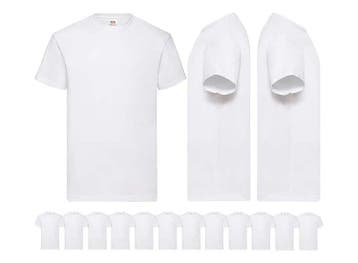 12 Witte Fruit of the Loom Heren T-shirts - Ronde hals-L, Verzenden, Nieuw