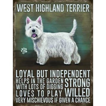 Metalen wand bord West Higland terrier - Metalen wand plaa.., Ophalen of Verzenden, Nieuw