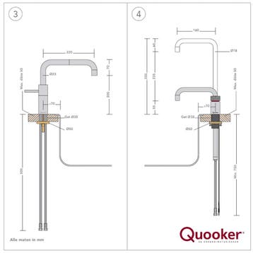 Quooker Nordic Square Twintaps met Combi + Boiler Chroom, Doe-het-zelf en Verbouw, Sanitair, Ophalen of Verzenden, Nieuw