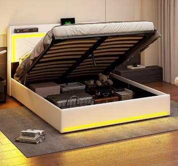 Modern PU-Bed 160x200 – USB, LED en Ruimtebesparend, Huis en Inrichting, Slaapkamer | Bedden, Verzenden, Nieuw