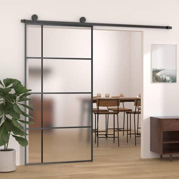 vidaXL Schuifdeur 102,5x205 cm mat ESG-glas en aluminium, Verzenden, Nieuw
