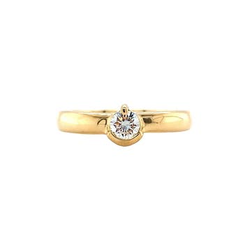 Gouden ring met diamant 18 karaat, Verzenden, Zo goed als nieuw, Goud