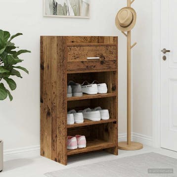 vidaXL Schoenenkast met lade Oud hout 48 x 36 x 92 cm, Verzenden, Nieuw