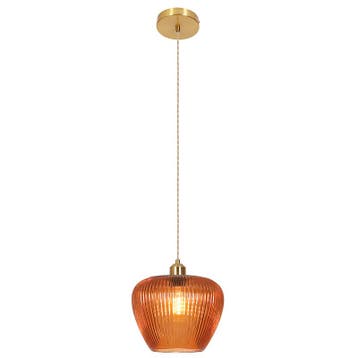 Retro hanglamp bruin, Rhode, Huis en Inrichting, Lampen | Hanglampen, Ophalen of Verzenden, Nieuw, Glas, Retro