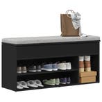 vidaXL Schoenenbank 102x30,5x45 cm bewerkt hout zwart, Huis en Inrichting, Verzenden, Nieuw