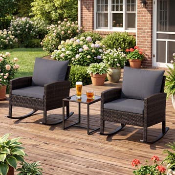 2dekans | Coast 3-delige tuinset - 2 schommelstoelen en, Ophalen of Verzenden, Zo goed als nieuw, Grijs