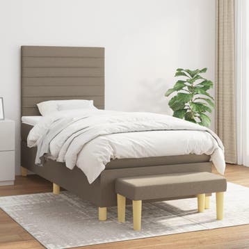 vidaXL Boxspring met matras stof taupe 80x200 cm, Eenpersoons, Verzenden, Nieuw, 80 cm