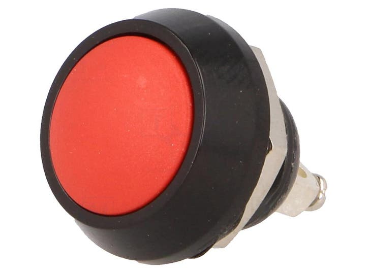 Push schakelaar - 12mm - SPST NO - 36V - Rood, Doe-het-zelf en Verbouw, Elektra en Kabels, Schakelaar, Nieuw, Ophalen of Verzenden
