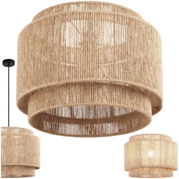Hanglamp Lignea Lux van jute in boho-stijl, 40W - natuur, Huis en Inrichting, Lampen | Hanglampen, Verzenden, Nieuw