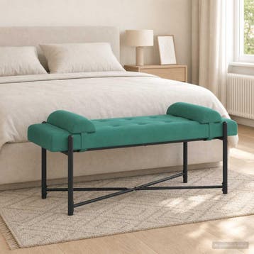 vidaXL Knop-gestept Bankje met Kussens Turquoise 110 x 40 x, Verzenden, Nieuw, Stof
