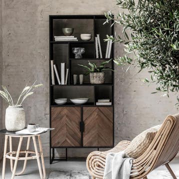 *WOONWINKEL* DTP Home Criss Cross Boekenkast Zwart Teak Met, Verzenden, Nieuw