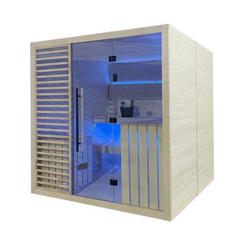 Finse sauna Blue Lagoon | 4-6p | Aspen | 206x205x204, Ophalen of Verzenden, Nieuw, Fins of Traditioneel, Complete sauna