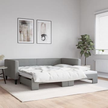 vidaXL Slaapbank met onderschuifbed 100x200 cm stof, Huis en Inrichting, Slaapkamer | Bedden, 100 cm, Eenpersoons, Verzenden, Nieuw